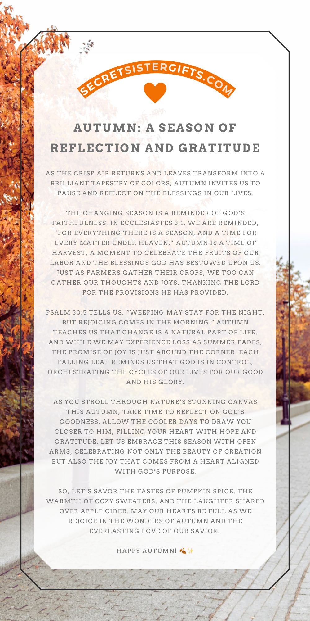Autumn, a season of reflection and gratitude
