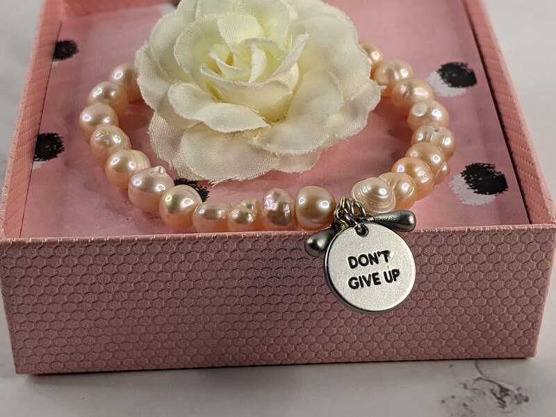 Don't Give Up Pink Pearl Bracelet