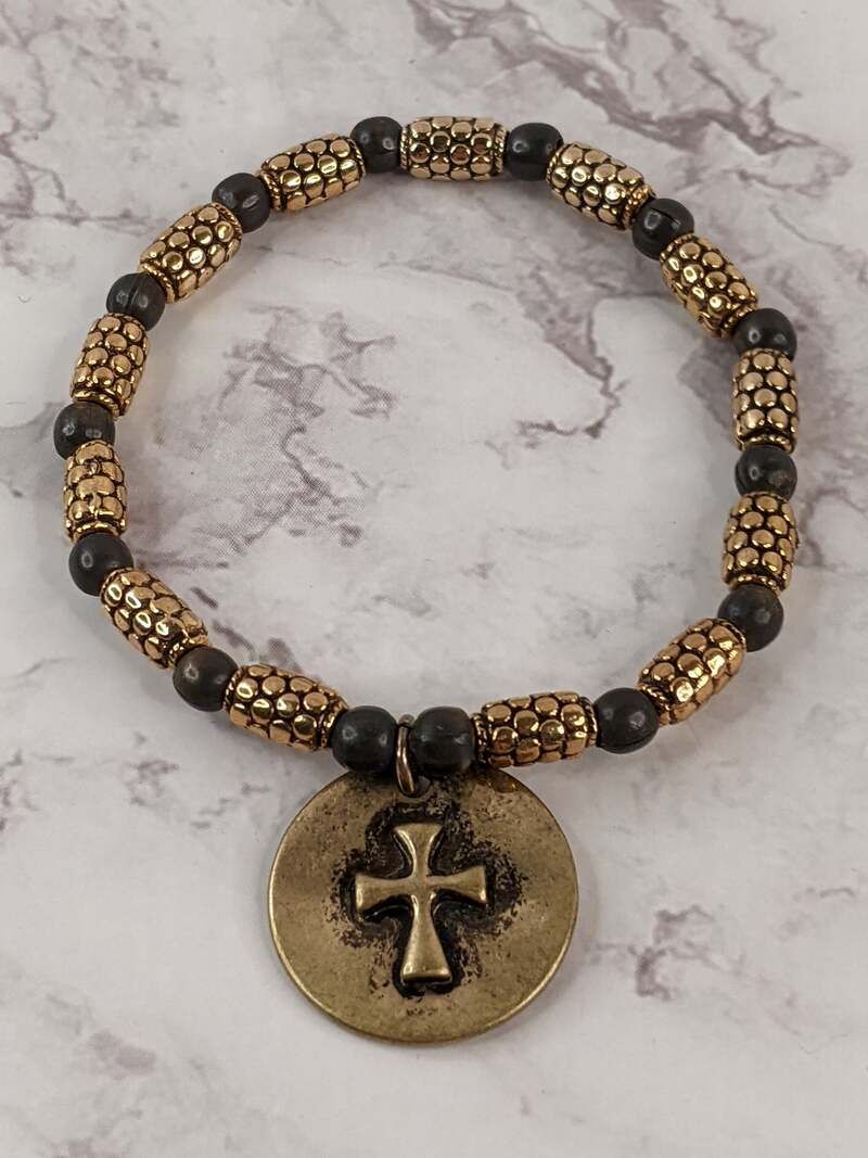 Gold Hope Cross Metal Bracelet