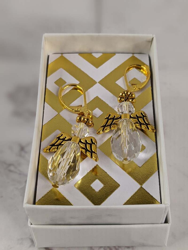 Glass Angel Gold Earrings