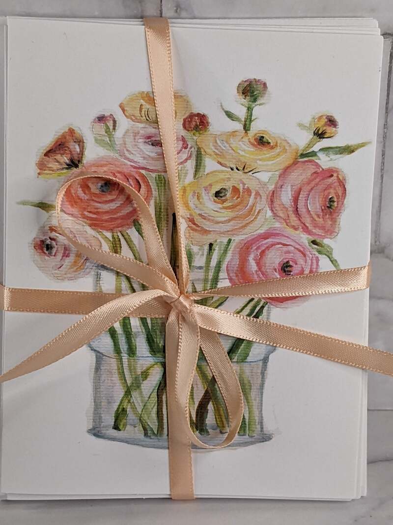 Set of Floral Note Cards