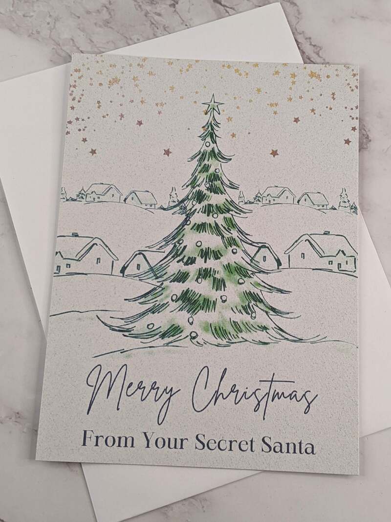 Merry Christmas Secret Santa Flat Card