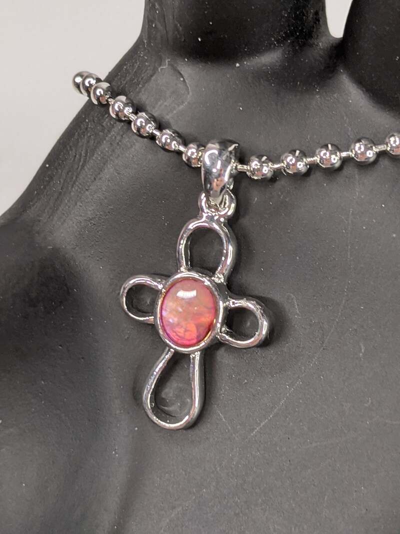Light Pink Cross Necklace
