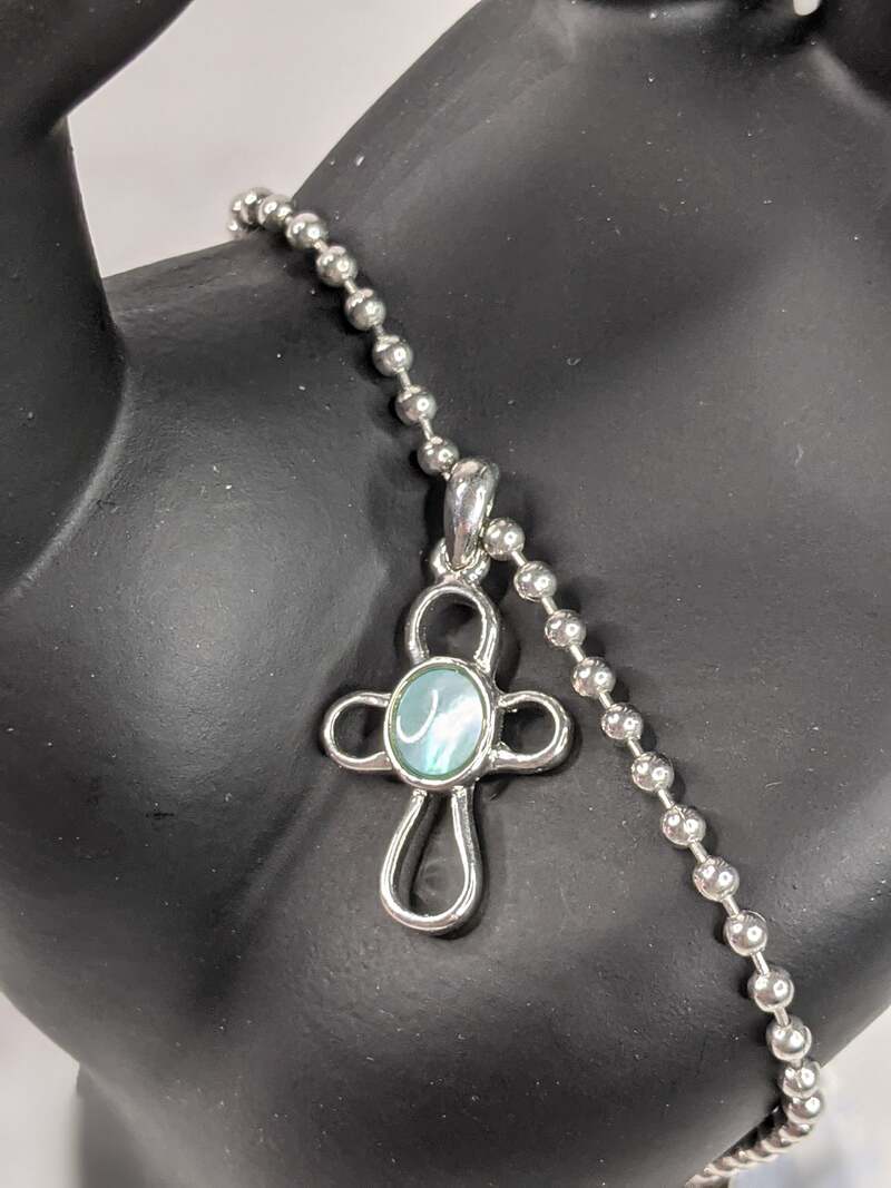 Light Aqua Cross Necklace