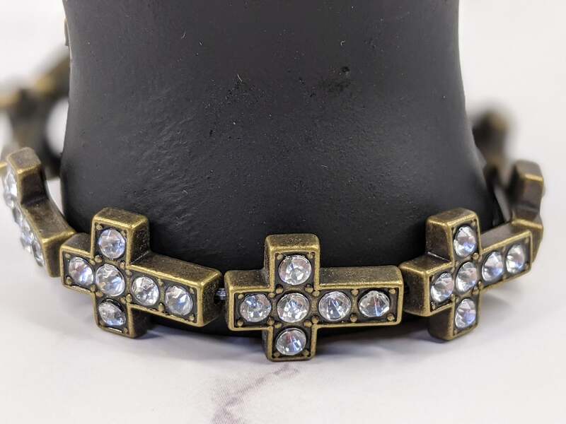Jeweled Metal Cross Bracelet