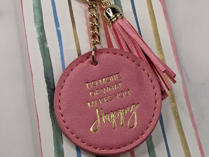 Happy Leatherette Tassel Key Fob
