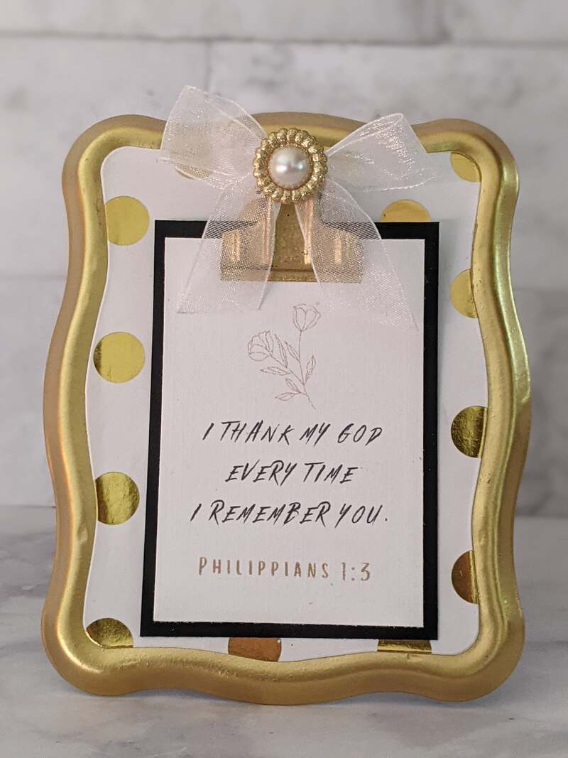 Gold and White Philippians 1:3 Clipboard Easel