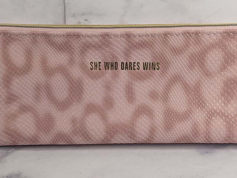 She Who Dares Wins Pink Leopard Pencil Pouch
