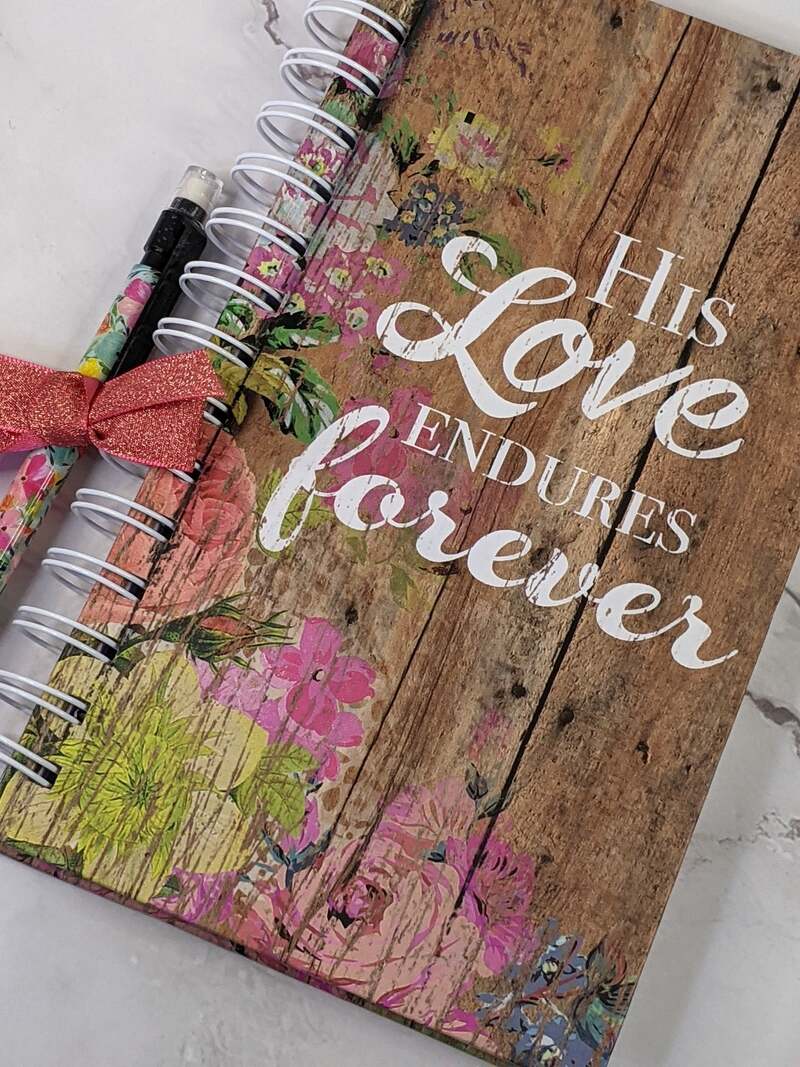His Love Endures Forever Spiral Notebook with Pencil