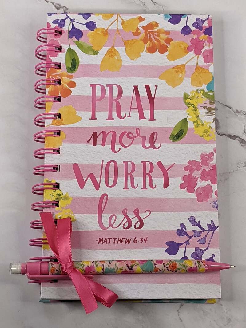 Pray More Worry Less Spiral Notebook with Pencil