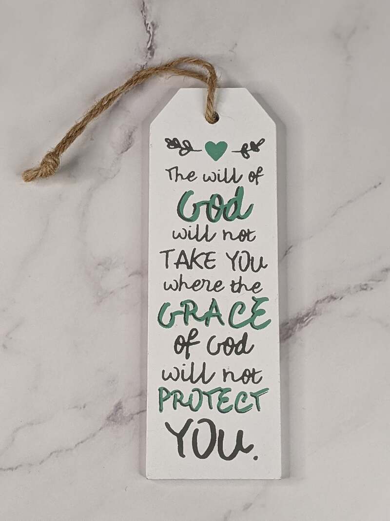 God's Grace Protects You Wooden Tag