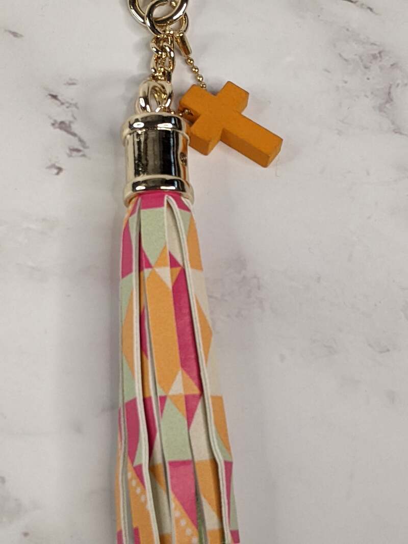 Gold Cross Tassel Keyring