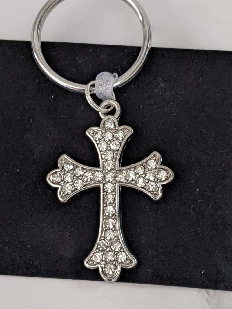 Rhinestone Cross Elegant Keyring