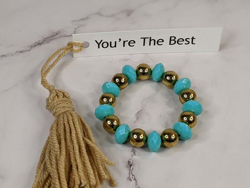 Aqua Gold Bracelet with You're The Best Tag