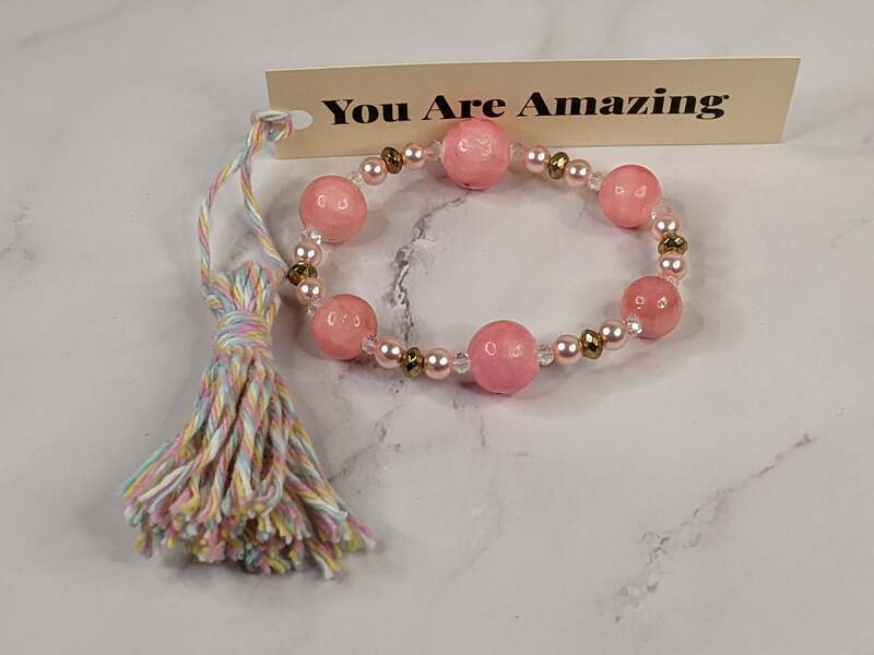 Coral Bracelet with You Are Amazing Tag