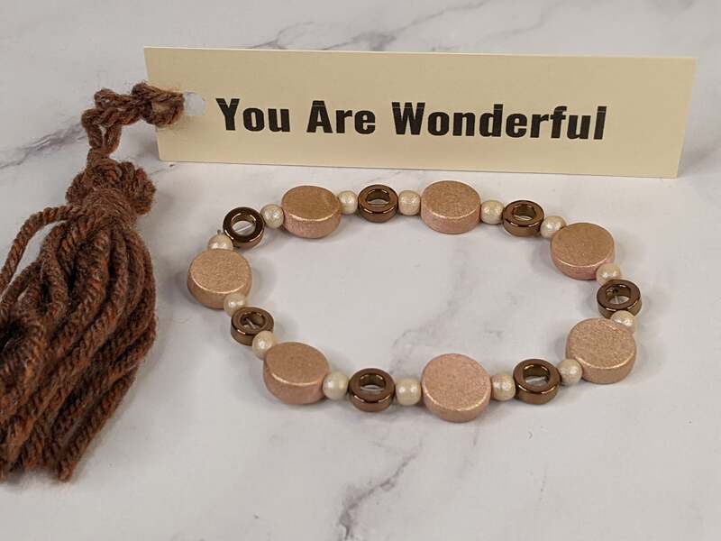 Peach Bracelet with You Are Wonderful Tag