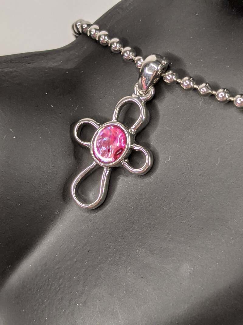 Pink Shell Cross Necklace
