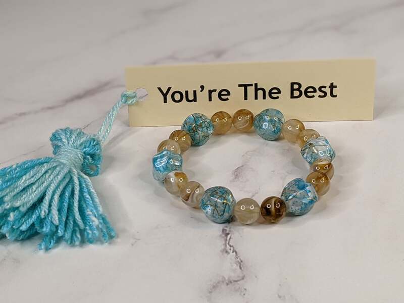 Aqua Brown Bracelet with You're The Best Tag