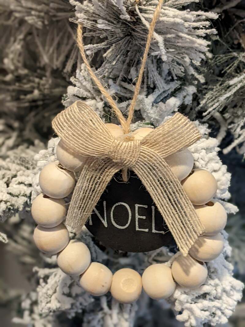 Noel Wood Bead Ornament
