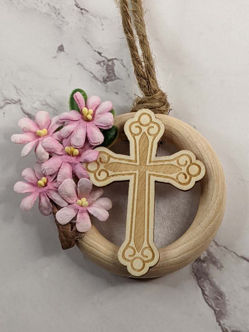 Fancy Wooden Cross Ornament