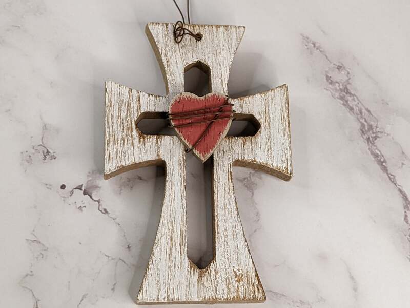Wire Wrapped Heart Wall Cross