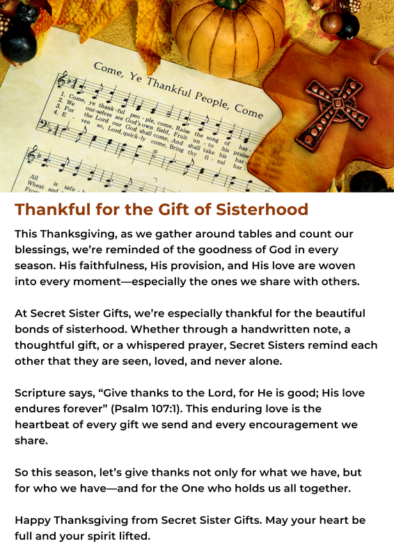 Thankful for the Gift of Sisterhood - Secret Sisters