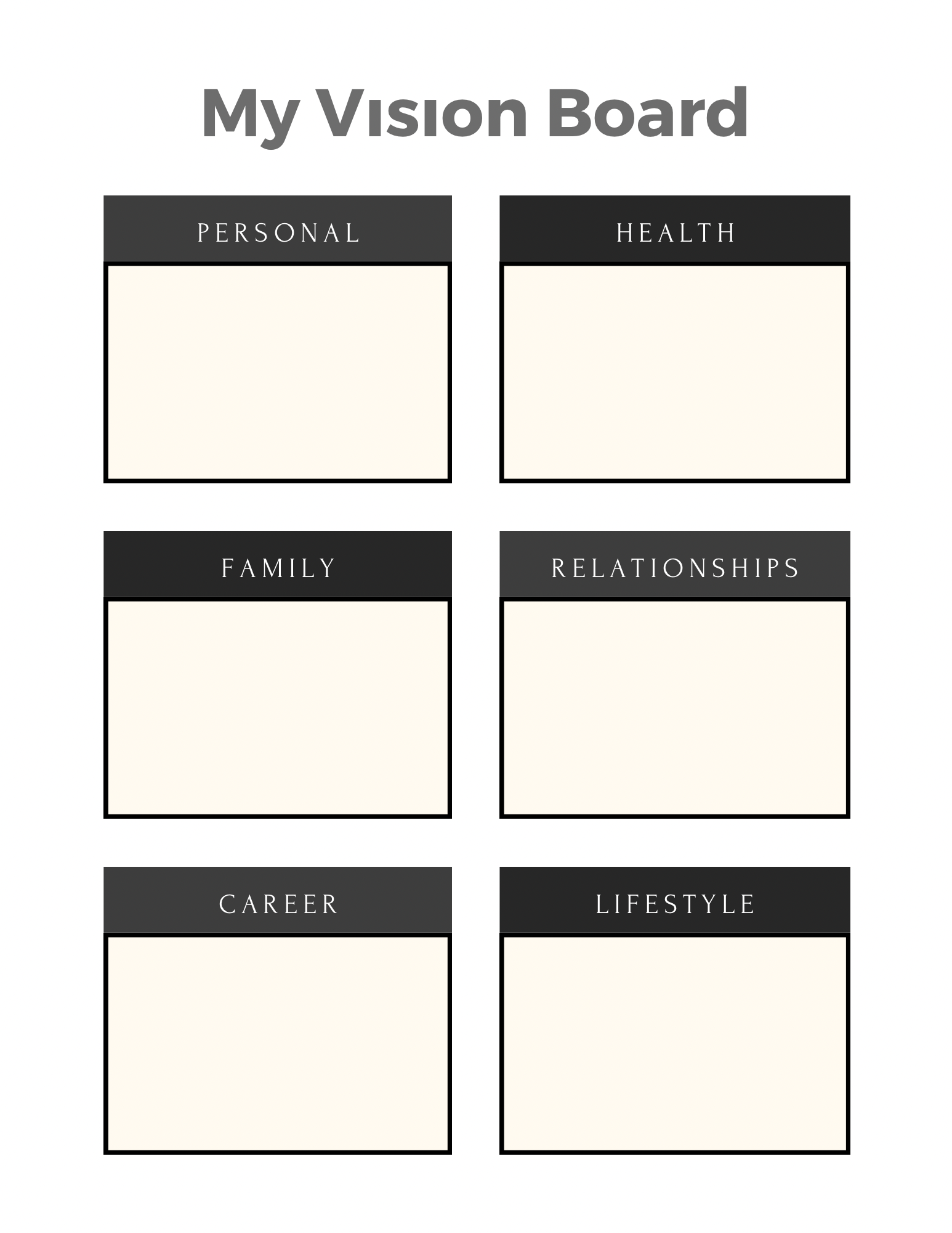 My Vision Board Free Printable Worksheet