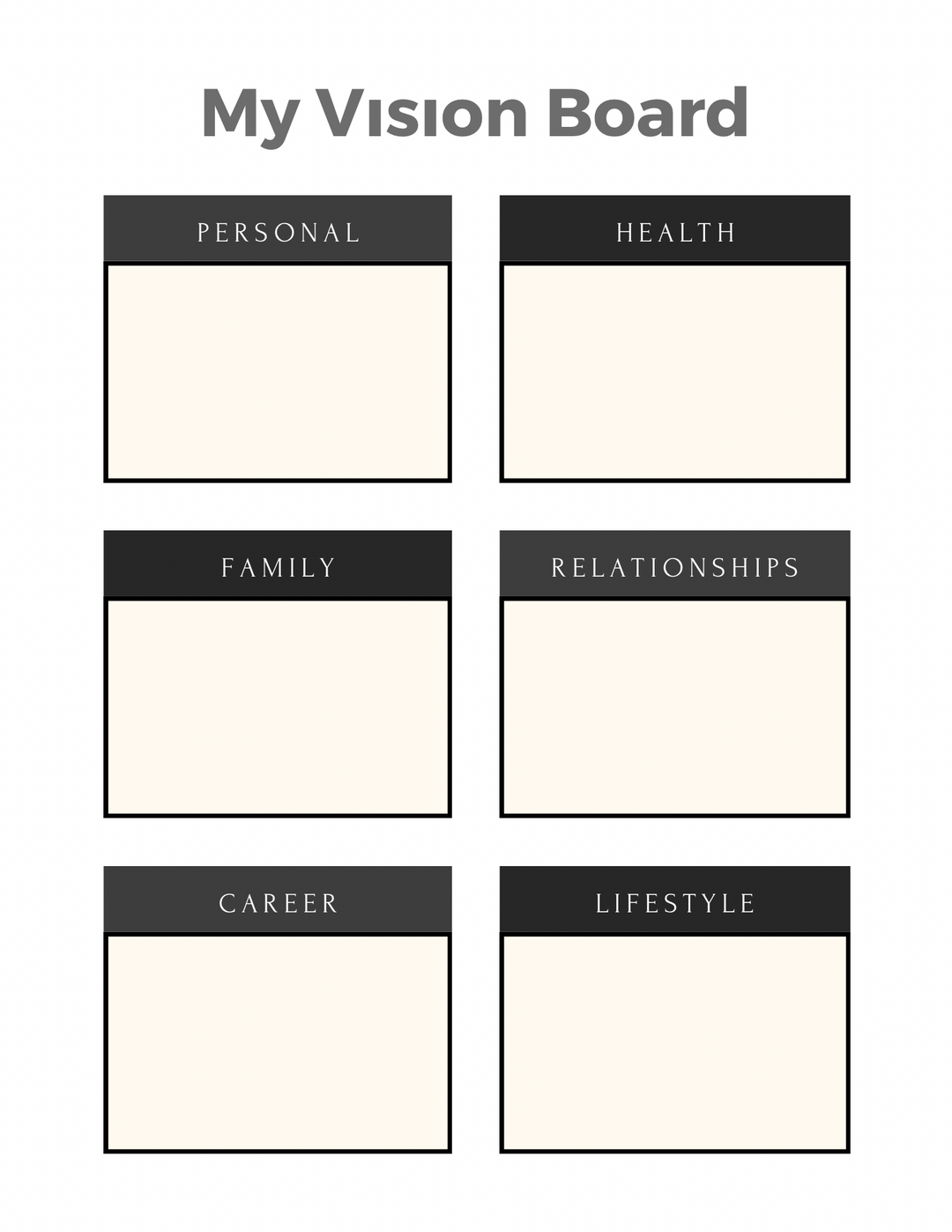 My Vision Board Free Printable Worksheet