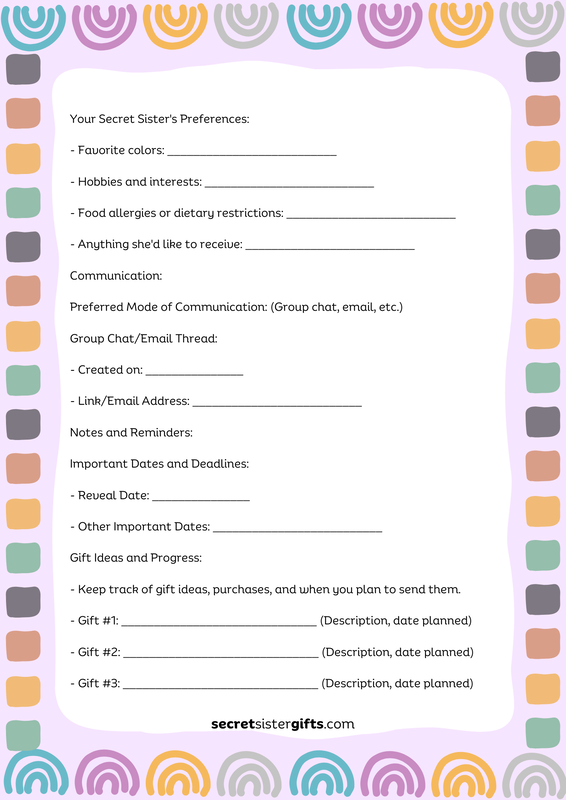Secret Sister Group Worksheets (2)