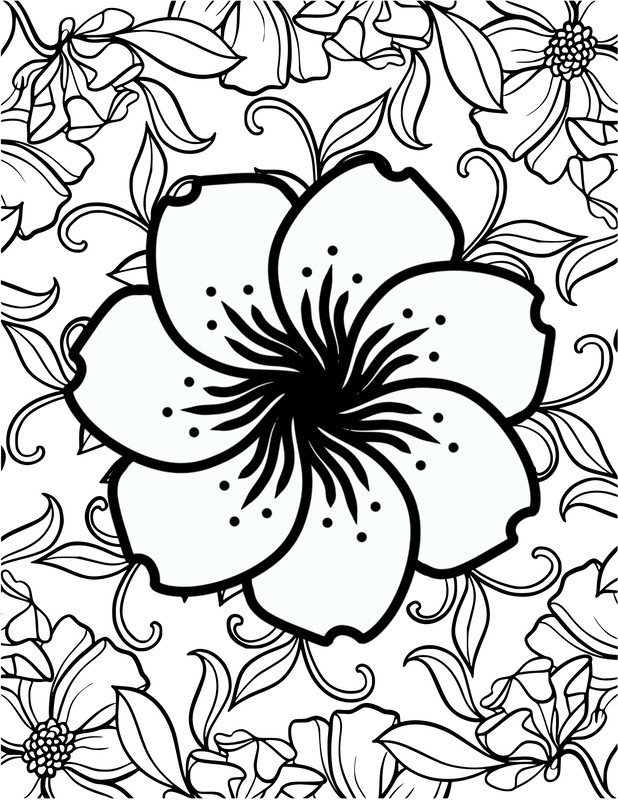 Free Coloring Flower Page