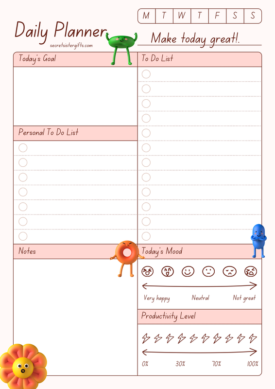Free Printable Daily Planner Goals and To-Do List