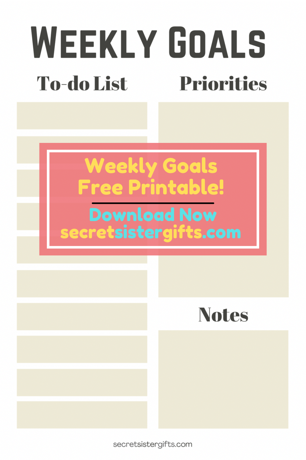 Printable Sheet for Your Weekly Goals