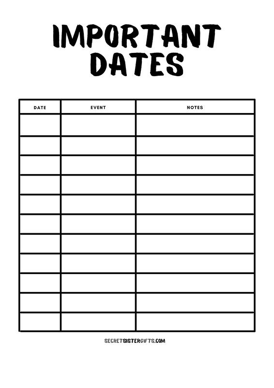 Printable Event Schedule Planner